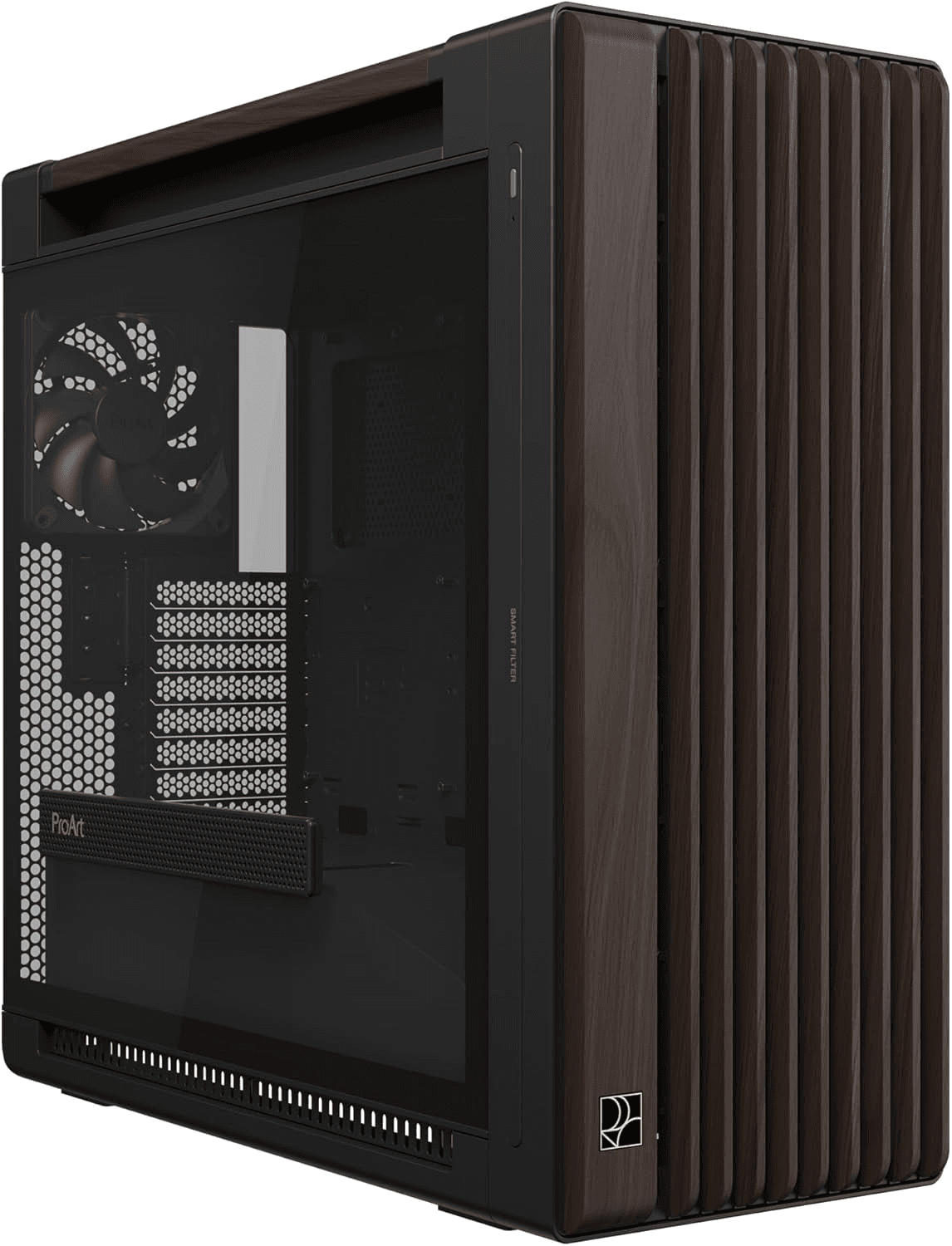 Creator Studio PC with black case and wood-inspired front accents